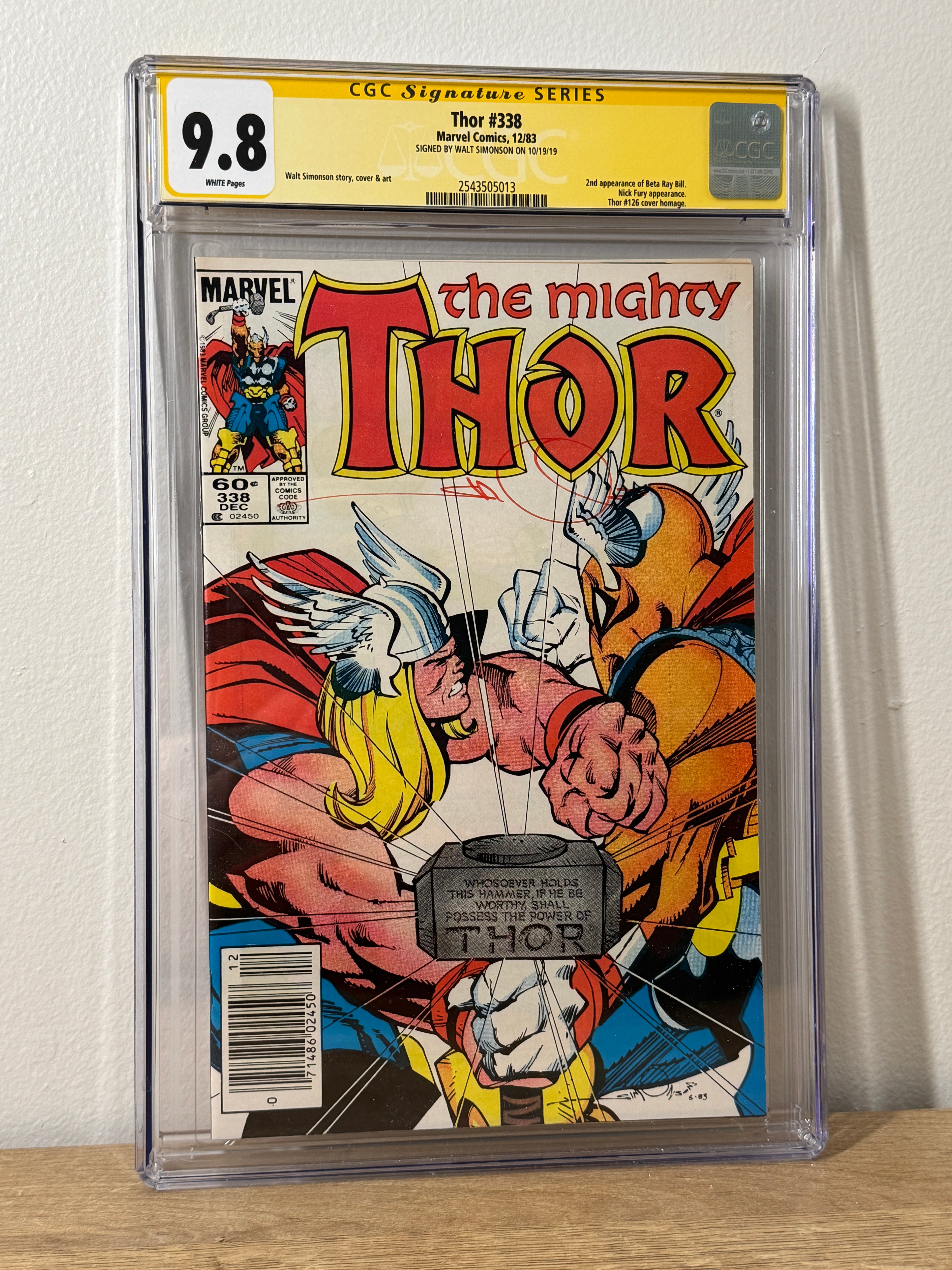 Thor #338 CGC 9.8 SS Signed Walt Simonson - 2nd App Beta Ray Bill - White Pages